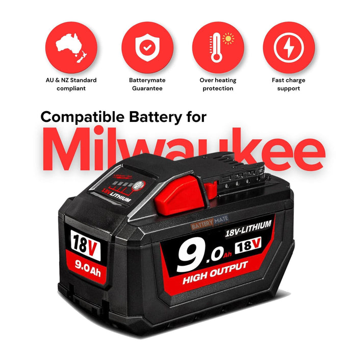 Tavice Milwaukee Compatible 18V M18 9ah High Output Lithium Ion Batter ...