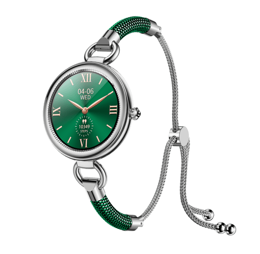 Tavice Misso Smartwatch for Women | Green Jewellery Style Strap, 1.19" AMOLED Display, Bluetooth Calling, AI Voice, Heart Rate, Sleep, Camera & Fitness Tracking - Battery Mate