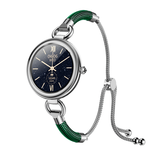 Tavice Misso Smartwatch for Women | Green Jewellery Style Strap, 1.19" AMOLED Display, Bluetooth Calling, AI Voice, Heart Rate, Sleep, Camera & Fitness Tracking - Battery Mate