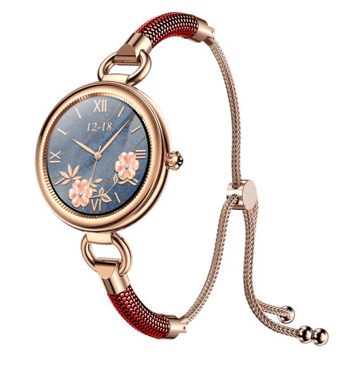 Tavice Misso Smartwatch for Women | Red Jewellery Style Strap, 1.19" AMOLED Display, Bluetooth Calling, AI Voice, Heart Rate, Sleep, Camera & Fitness Tracking - Battery Mate