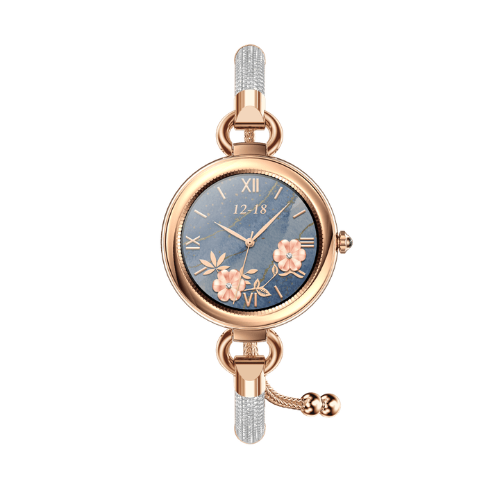 Tavice Misso Smartwatch for Women | Silver Jewellery Strap, 1.19" AMOLED Display with Gold Watch Face, Bluetooth Calling, AI Voice, Heart Rate, Sleep, Camera & Fitness Tracking - Battery Mate