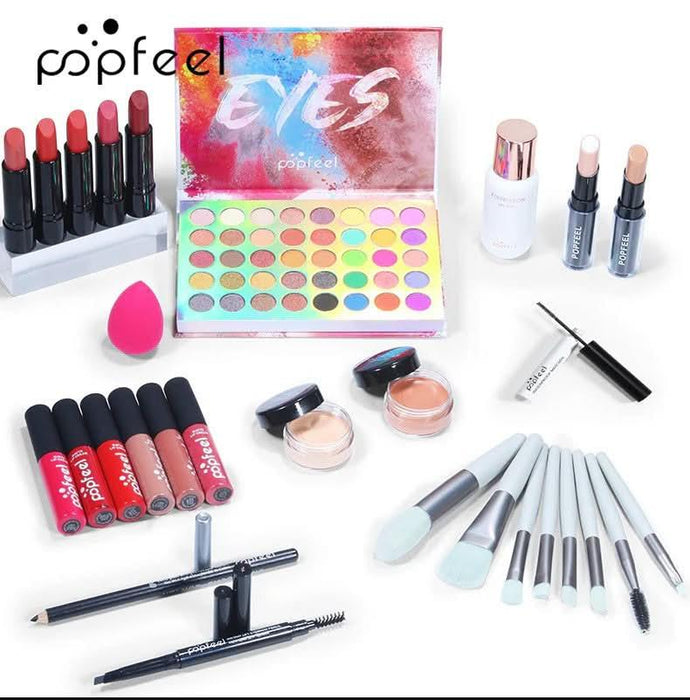 TAVICE Popfeel 30 Piece Complete Makeup Kit – Eyes, Lips, Face & Brushes | Women, Girls, Teens | Gift - Battery Mate