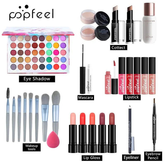 TAVICE Popfeel 30 Piece Complete Makeup Kit – Eyes, Lips, Face & Brushes | Women, Girls, Teens | Gift - Battery Mate