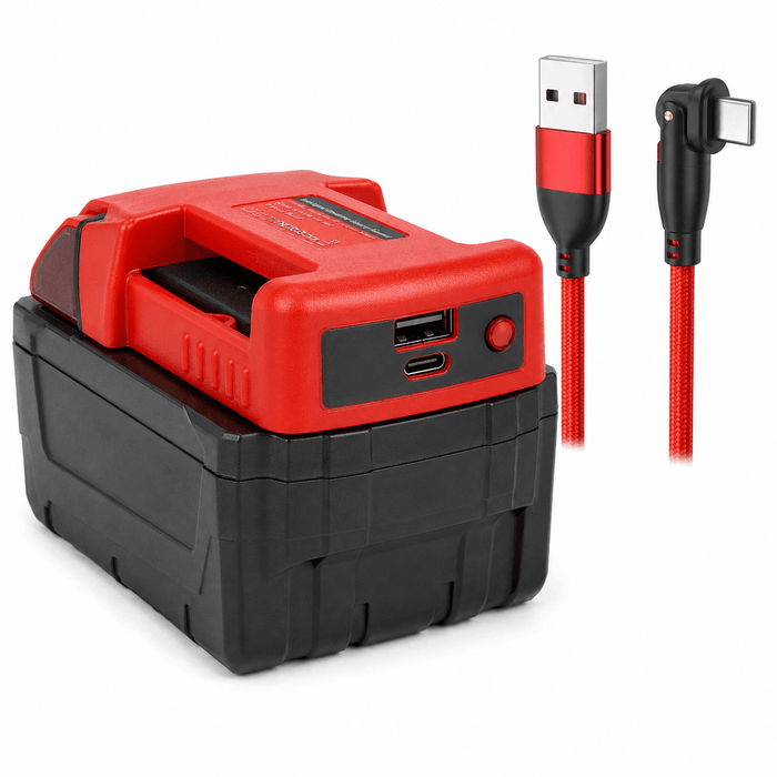 TAVICE Portable USB Type-C Charger Adapter Compatible with Milwaukee M18 18V Battery Power Source - Battery Mate