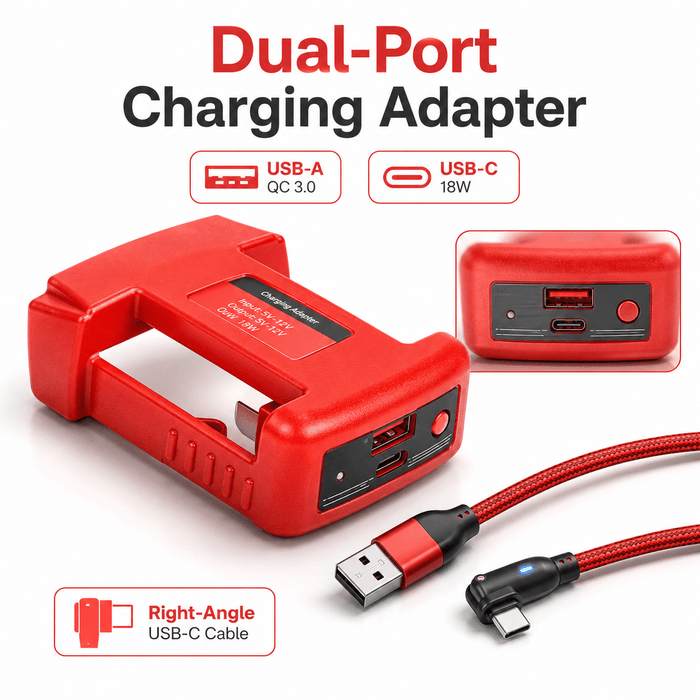 TAVICE Portable USB Type-C Charger Adapter Compatible with Milwaukee M18 18V Battery Power Source - Battery Mate