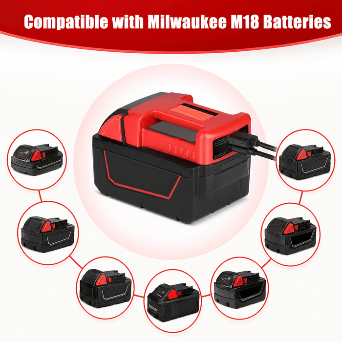 TAVICE Portable USB Type-C Charger Adapter Compatible with Milwaukee M18 18V Battery Power Source - Battery Mate