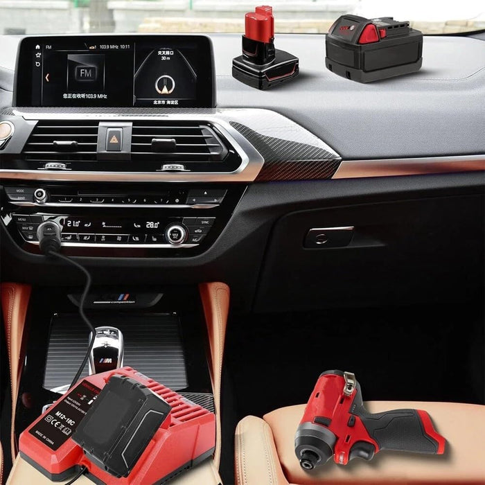 TAVICE Rapid Car Charger Compatible with Milwaukee M12 M18 12V 18V 48-11-1850 Li-Ion Batteries - Battery Mate