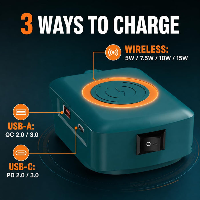 TAVICE Type-C USB Wireless Phone Charger Adapter Compatible with Makita 18V LXT Battery - Battery Mate