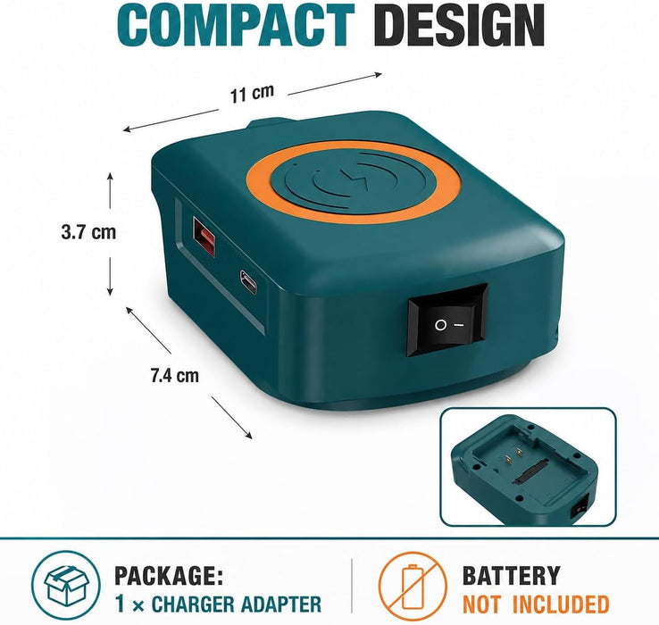 TAVICE Type-C USB Wireless Phone Charger Adapter Compatible with Makita 18V LXT Battery - Battery Mate