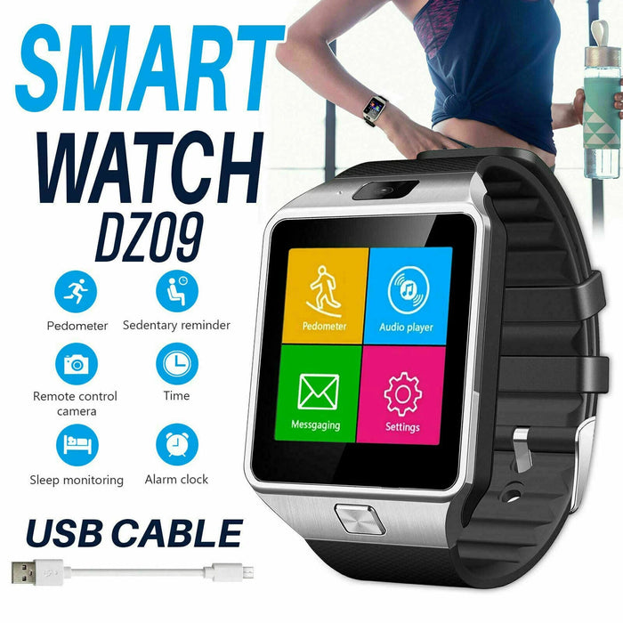Tavice TZ1 Bluetooth Smart Watch with Touchscreen | Camera, Pedometer, Sleep Monitor, Notifications & Multi-Language Support - Battery Mate