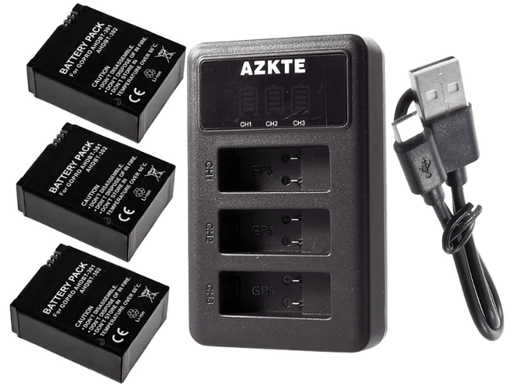 TAVICE Ultra Fast Charging USB Triple Battery Charger Kit with 3 Replacement Batteries for GoPro HERO3 HERO3+ HERO4 Action Pro - Battery Mate