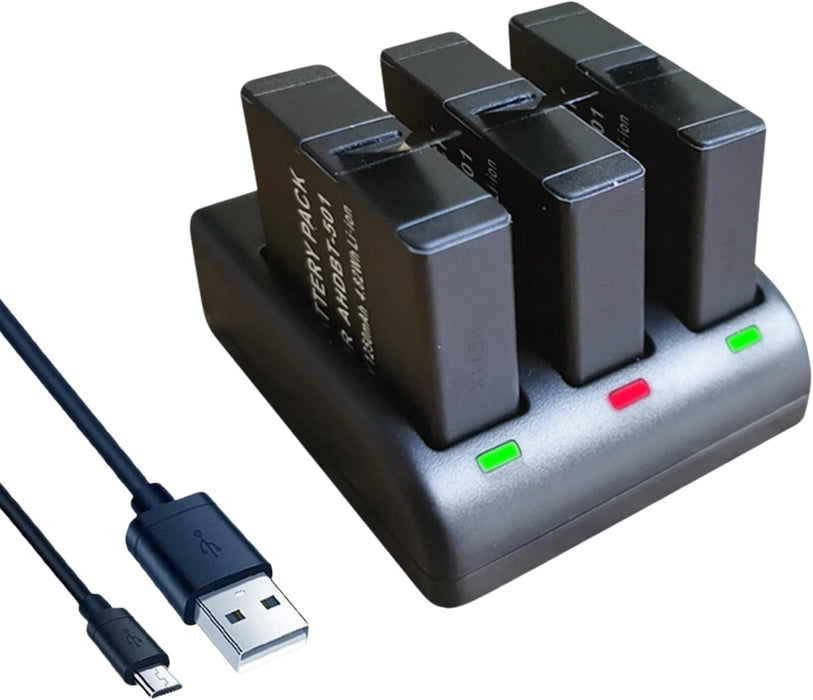 TAVICE Ultra Fast Charging USB Triple Charger for GoPro Hero 8 7 6 5 Action Camera | Multi Battery Fast Smart Charging Dock - Battery Mate