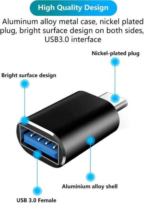 USB - C to USB 3.0 Adapter (2 - Pack) – Type - C to USB OTG Converter, Compatible with MacBook Pro 2023, iMac, iPad Mini 6/Pro, and Thunderbolt 4/3 Devices - Battery Mate