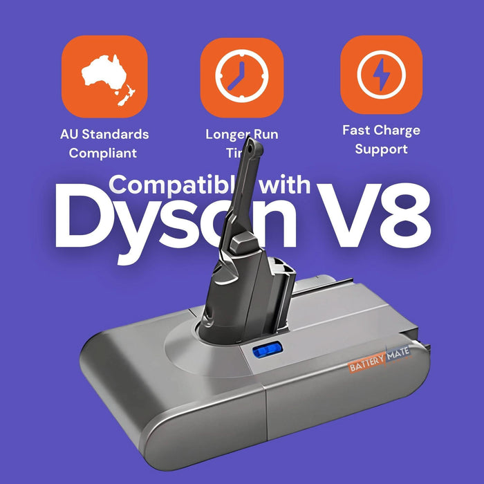 Vacuum Cleaner Battery For ALL Dyson V8 / SV10 | Full Capacity + 2 Pre Filters - Battery Mate