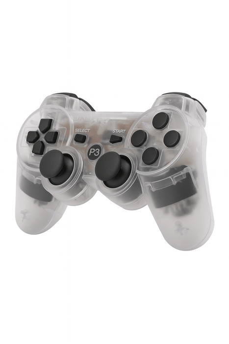 Wireless Controller Compatible for PS3 PlayStation 3 | Dual Vibration Gamepad (Clear) - Battery Mate