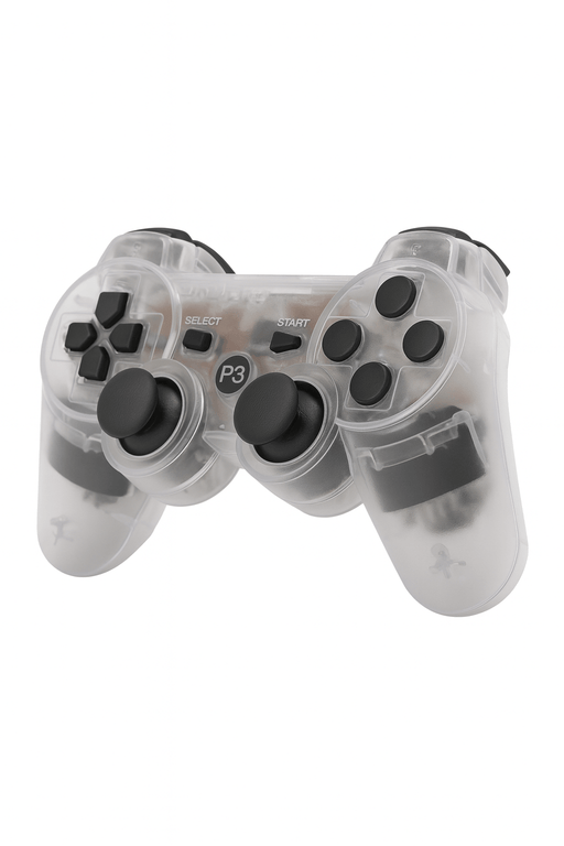 Wireless Controller Compatible for PS3 PlayStation 3 | Dual Vibration Gamepad (Clear) - Battery Mate