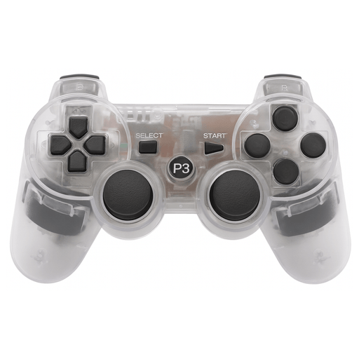 Wireless Controller Compatible for PS3 PlayStation 3 | Dual Vibration Gamepad (Clear) - Battery Mate