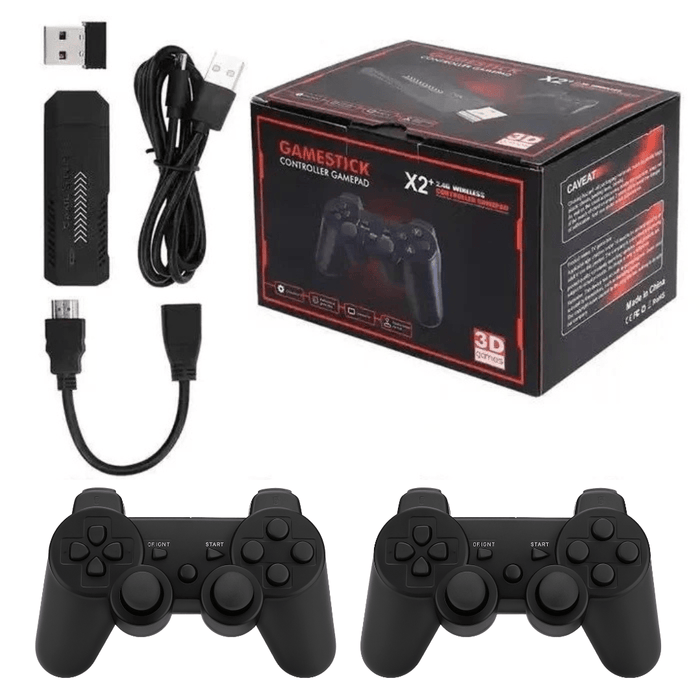 X2 Plus Upgraded Game Stick Retro Console Double Wireless Controller 40000+ games 64GB - Battery Mate