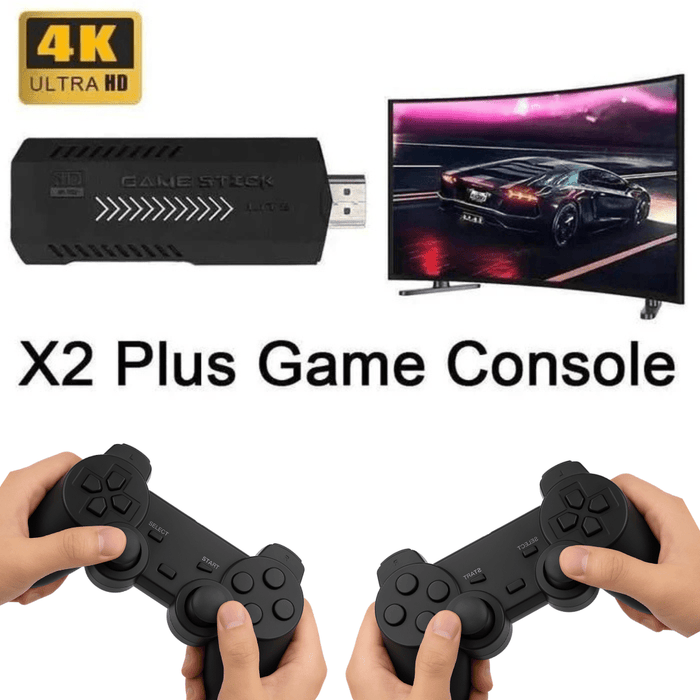 X2 Plus Upgraded Game Stick Retro Console Double Wireless Controller 40000+ games 64GB - Battery Mate