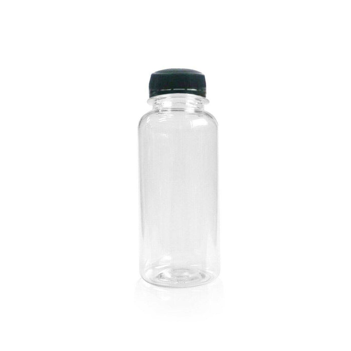 10 Pack | 250ml Clear Bottles Round PET With Black Lids Tamper Evident - Battery Mate