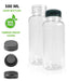 10 Pack | 500ml Clear Bottles Round PET With Black Lids Tamper Evident - Battery Mate