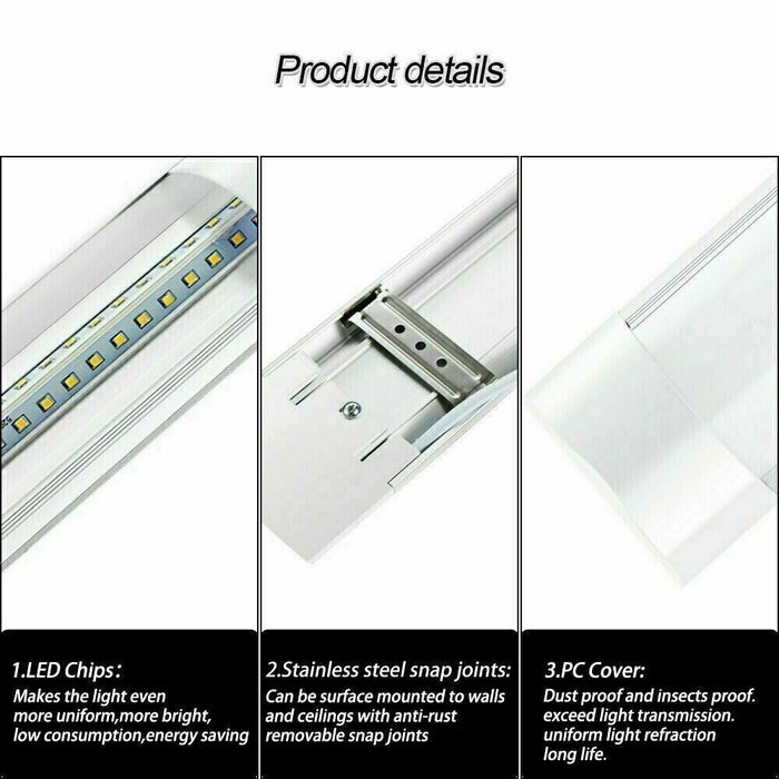 10 Pcs LED Slim Ceiling Batten Light Daylight 60CM Coolwhite 6500K 2-4FT - Battery Mate