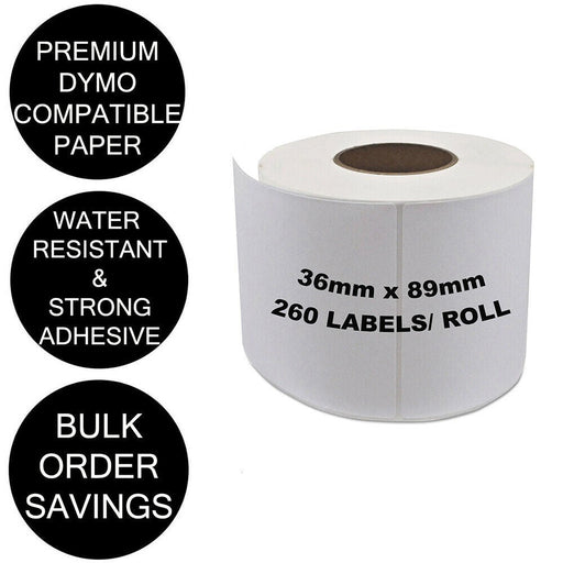 10 Roll | Dymo Compatible 99012 SD99012 LabelWriter 450 Seiko Product Labels 36mm x 89mm - Battery Mate