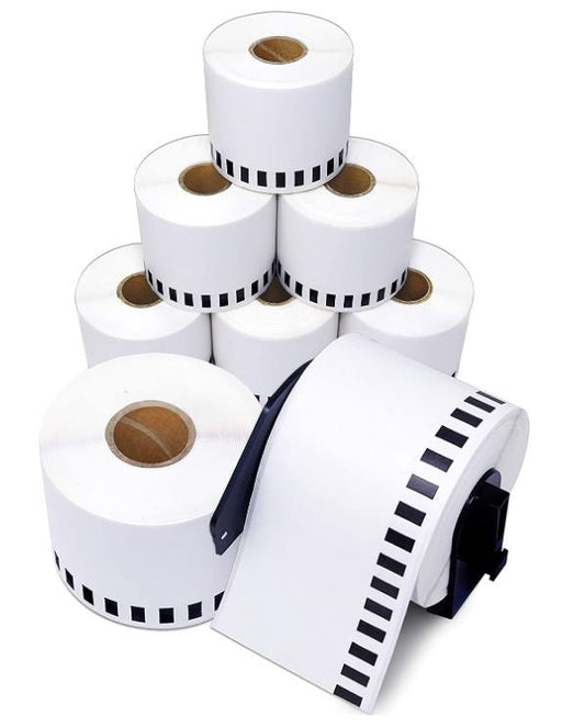10 Rolls | Compatible Brother DK-22205 62mm x 30.48m(2-3/7" x 100') Continuous Length Paper Tape Labels without Cartridge - Battery Mate