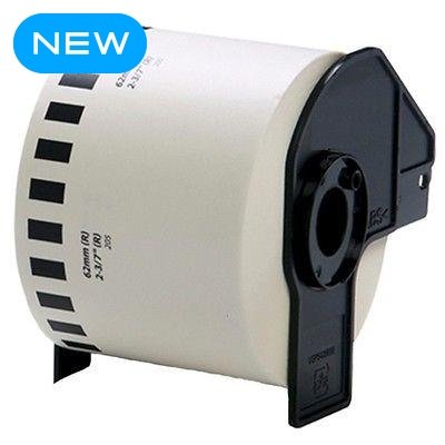 10 ROLLS Compatible Brother DK-22205 Continuous Length White Paper Labels | 62mm x 30.4m - Battery Mate