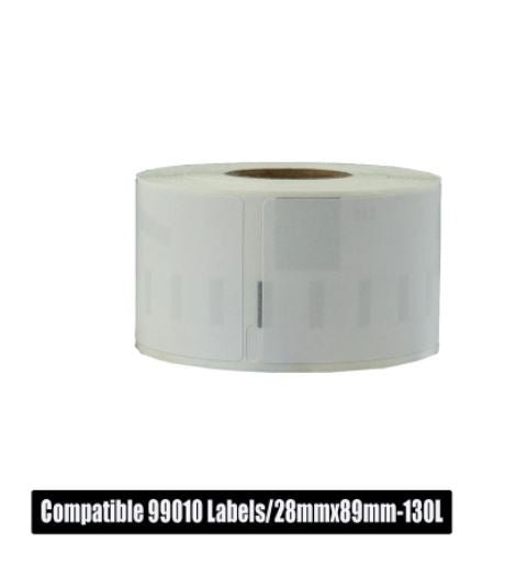 10 Rolls | Compatible Dymo #99010 White Labels 28mm x 89mm 130L - Battery Mate
