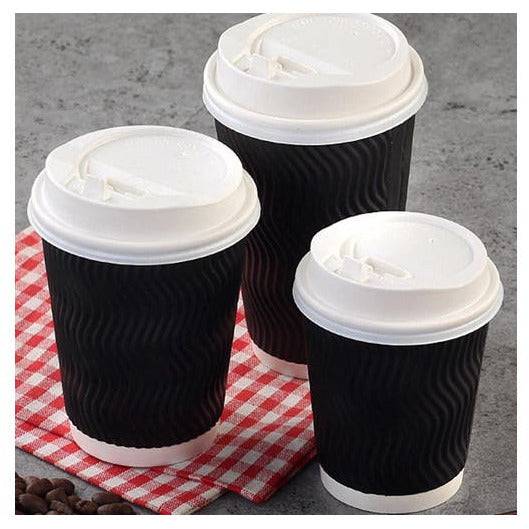 [100 Pack] Disposable Coffee Cups 8oz 12oz 16oz Bulk Paper Triple Wall Take Away - Battery Mate