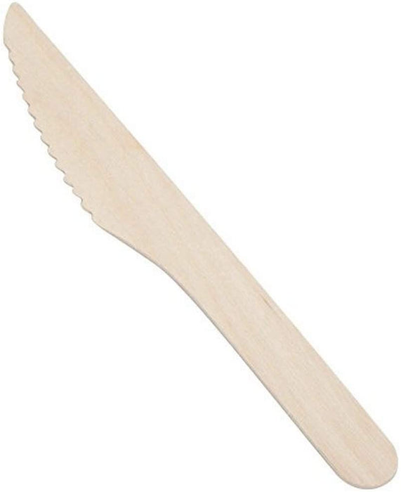 100 Pack | Disposable Wooden Knife All-Natural, Eco-Friendly, Biodegradable, and Compostable - Battery Mate