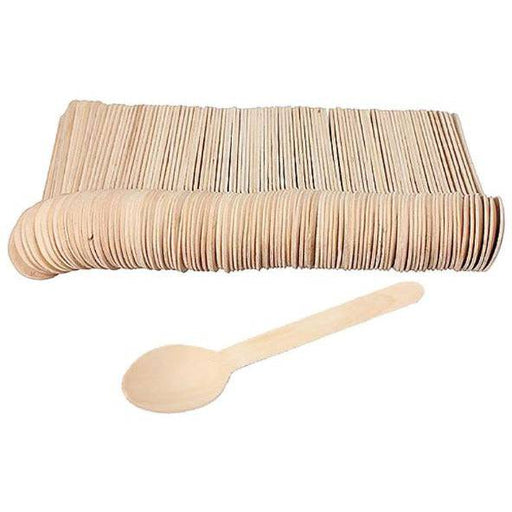 100 Pack | Eco Friendly Wooden Cutlery Spoon Natural - Battery Mate