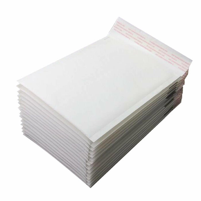 100 Pieces | Bubble Mailer 01 Plain White 140 mm x 210 mm Padded Bag Envelope - Battery Mate