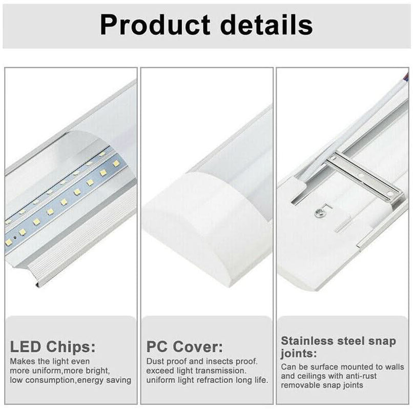 Long Life Lamps Company 20W Led Microwave Sensor Ceiling Batten Light Fitting 2 Feet Remote Control 6500k Msbl20