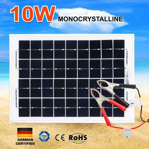 10W Solar Panel Kit 12V Power Caravan Camping Battery Charging Home Garden - Battery Mate