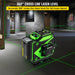 12 Lines Green Laser Level Self Leveling 3x360° Cross Line - Battery Mate
