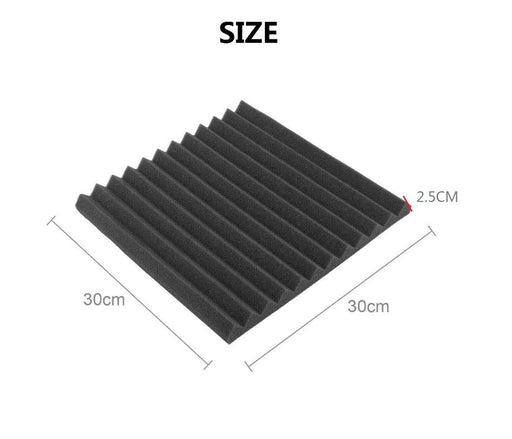 12 Pack | Acoustic Soundproof Foam Sound Absorbing Panels 30×30×2.5cm - Battery Mate