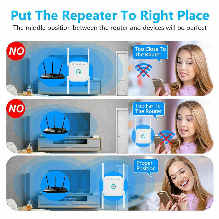 1200Mbps Dual Band Wireless WiFi Extender Repeater Router Range Signal Booster - Battery Mate