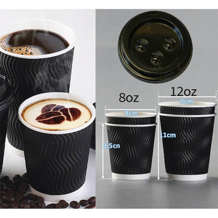 12oz (Medium) 200pcs Disposable Coffee Cups Bulk Takeaway Paper Triple Wall Take Away - Battery Mate