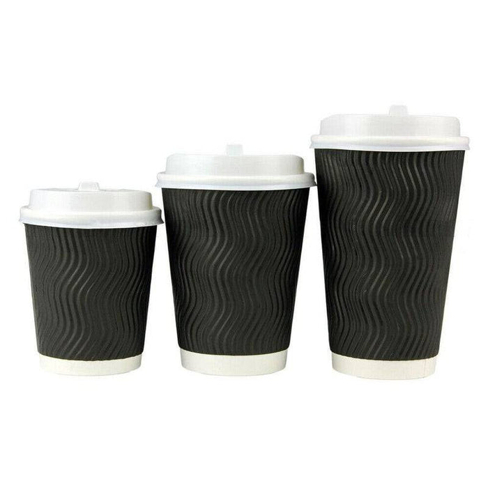 12oz (Medium) 50pcs Disposable Coffee Cups Bulk Takeaway Paper Triple Wall Take Away - Battery Mate