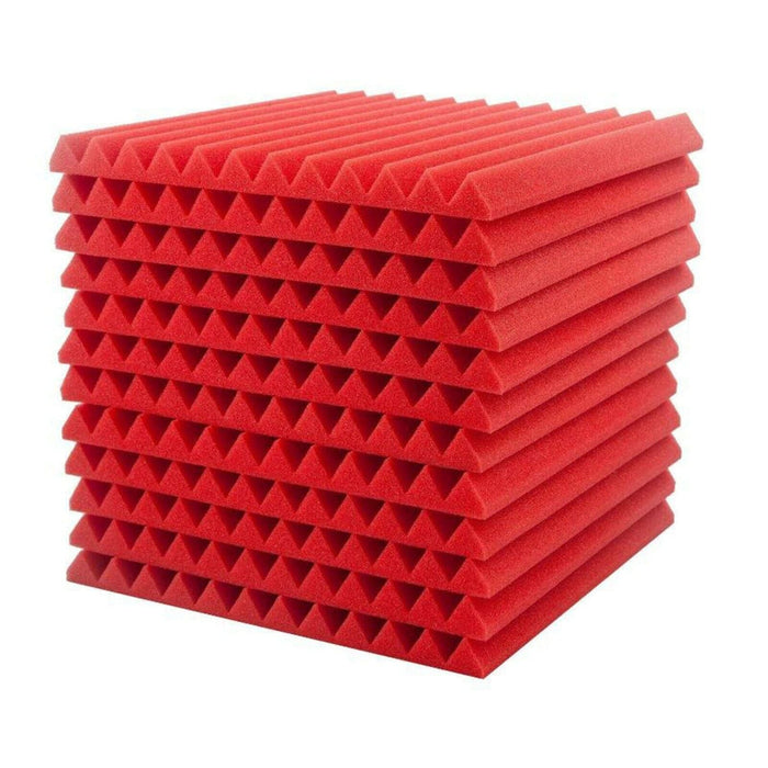 12Pcs Sound-absorbing Foam Wall Home Scene Layout Indoor Sound-absorbing Cotton | Red - Battery Mate