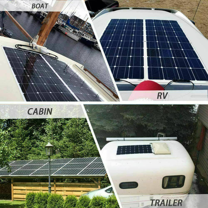 12V 300W Solar Panel Kit Mono Fixed Caravan + 20A Controller with USB - Battery Mate