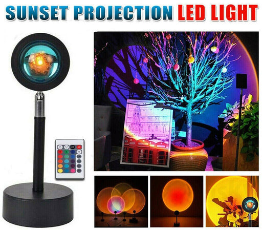 16 Colors Rainbow Sunset Projection Lamp LED Modern Romantic with Remote Control - Battery Mate
