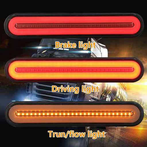 2 Pack | Halo Neon LED Tail Lights Trailer Truck Flowing Turn Signal Rear Stop Brake - Battery Mate