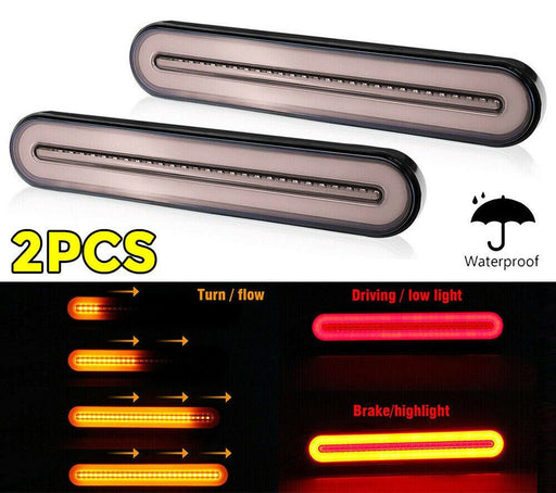 2 Pack | Halo Neon LED Tail Lights Trailer Truck Flowing Turn Signal Rear Stop Brake - Battery Mate