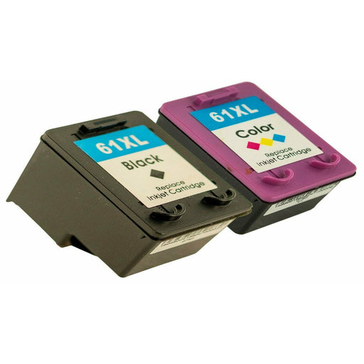 2 Pack HP 61XL Compatible High Yield Inkjet Cartridges [1BK+1Tri] - Battery Mate