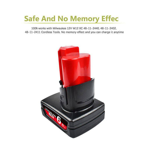 [2 Pack] Milwaukee M12 12V Compatible Battery | 6.0Ah High Capacity - Battery Mate