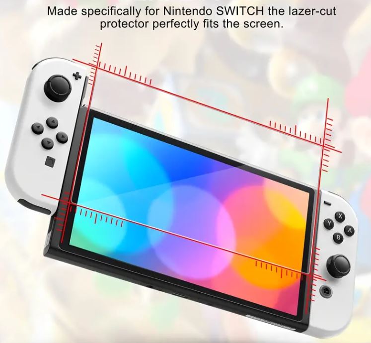 2 Pack Screen Protector Glass for Nintendo Switch OLED, Premium 9H Tempered Glass Screen Protector for Nintendo Switch OLED - Battery Mate