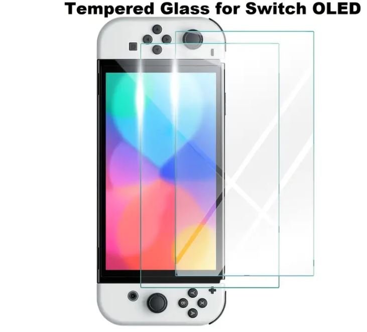 2 Pack Screen Protector Glass for Nintendo Switch OLED, Premium 9H Tempered Glass Screen Protector for Nintendo Switch OLED - Battery Mate